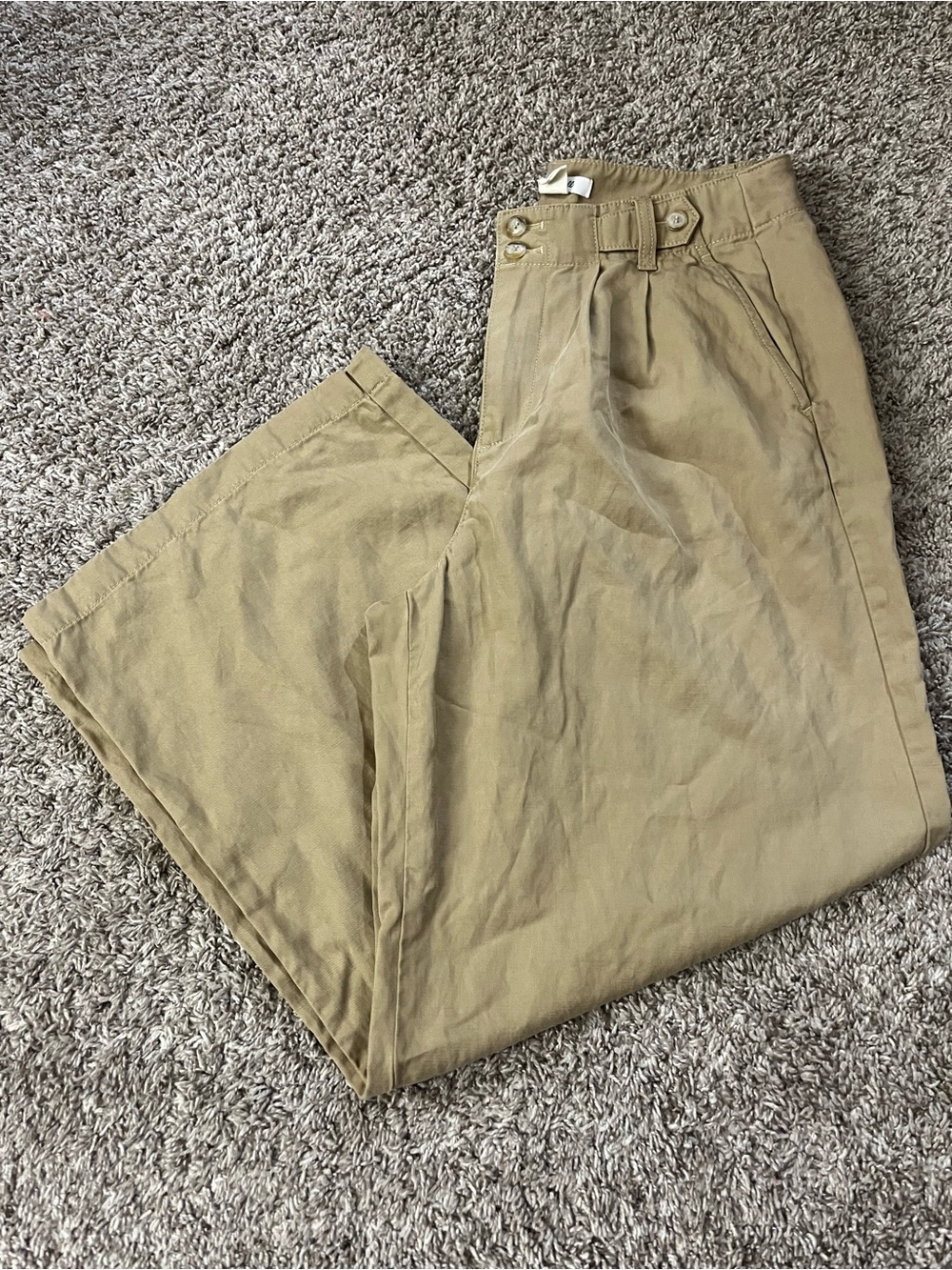 Women’s Madewell The Harlow Wide-Leg Pleated Pants Khaki Trousers Sz 6P